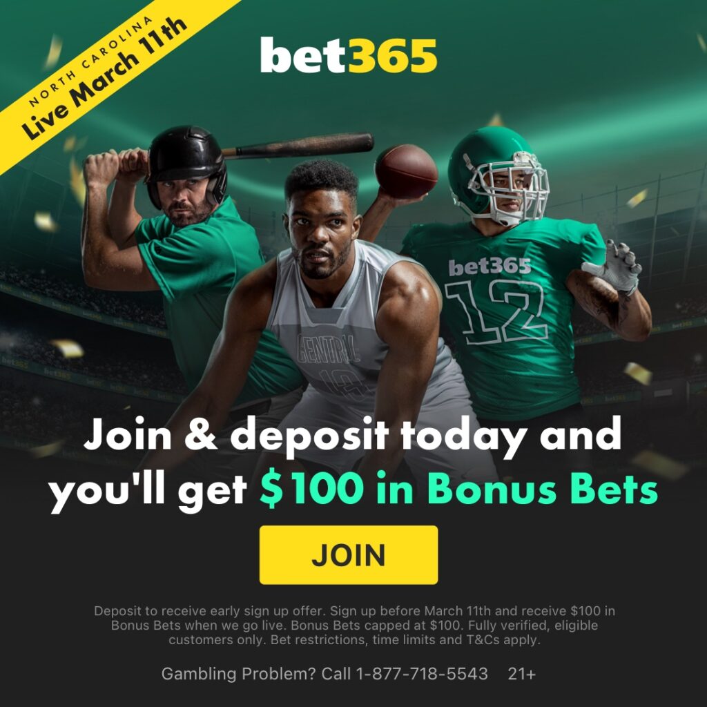 Bet365 join & deposit today and you'll get $100 in Bonus Bets