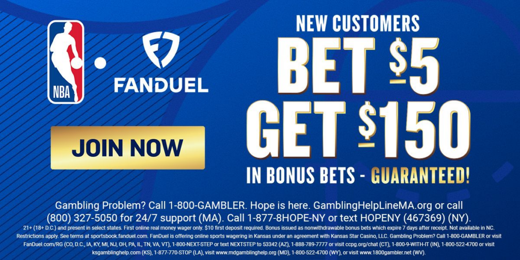 FanDuel's offer to new customers of Bet $5 and get $150 in Bonus Bets